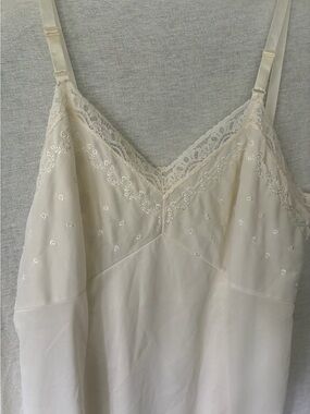 Vintage Sears Doesn't Slip 38 White Lace Trim Nylon Underdress Teddy